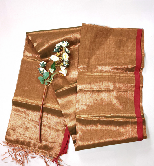 Copper | Metallic Tissue Cotton Handloom Saree