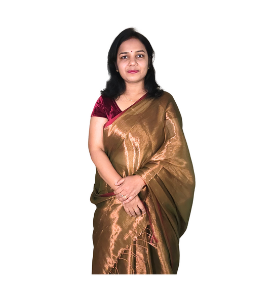 Copper | Metallic Tissue Cotton Handloom Saree