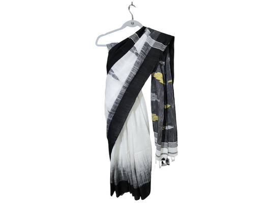 White & Black | Khadi Cotton Jamdani Handwoven Saree