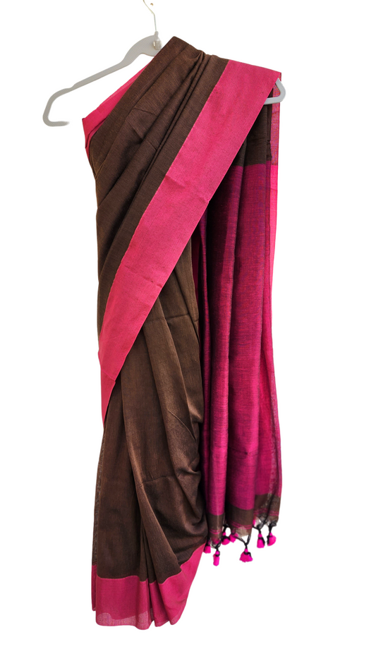 Brown | Khadi cotton Saree