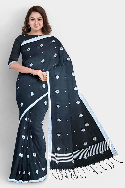 Black | Cotton Handloom Saree