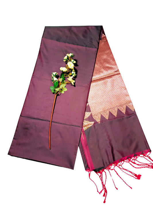 Brownish Magenta | Muga Katan Silk Saree with Dual Tone