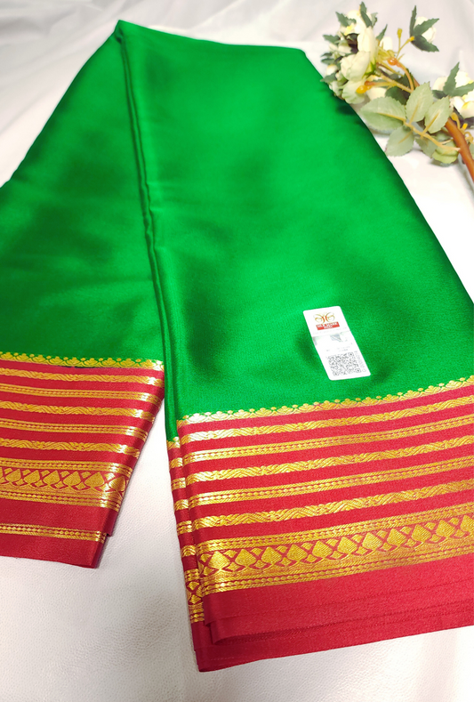 Green | Pure Mysore Silk Saree-Silk Mark Certified