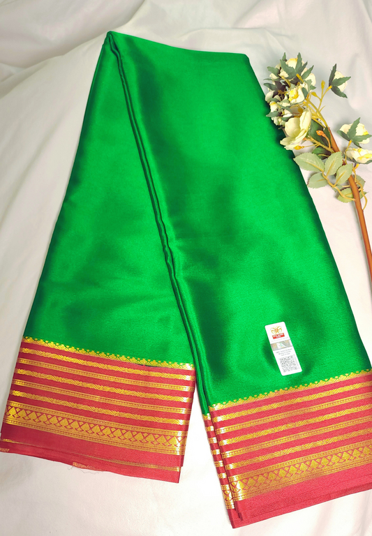 Green | Pure Mysore Silk Saree-Silk Mark Certified