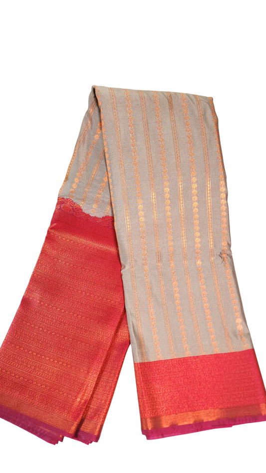 Silver Grey  | Soft Silk Saree with Copper Zari Weaving