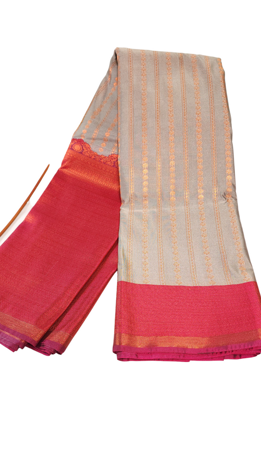 Silver Grey  | Soft Silk Saree with Copper Zari Weaving