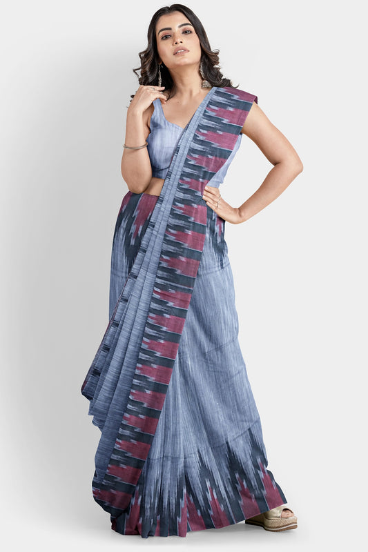 Grey | Sambalpuri Cotton Handloom Saree