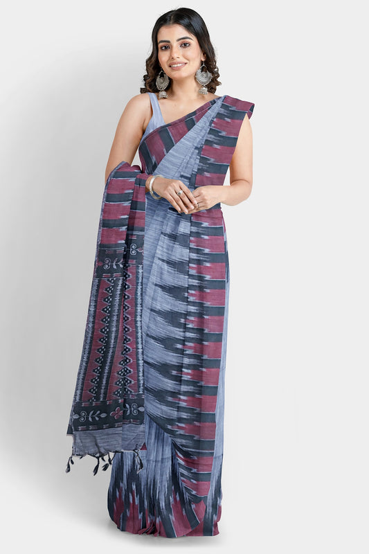 Grey | Sambalpuri Cotton Handloom Saree