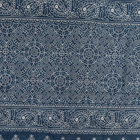 Navy Blue | Mul Mul Cotton Printed Saree