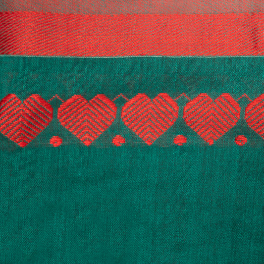 Dark Green | Cotton Handloom Saree