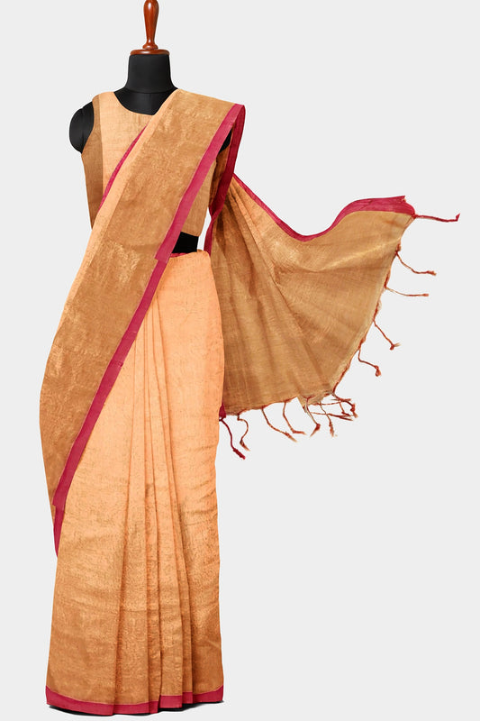 Light Orange | Tissue Cotton Handloom Saree