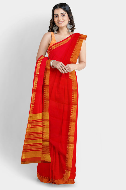 Red | Mangalagiri Cotton Handloom Saree