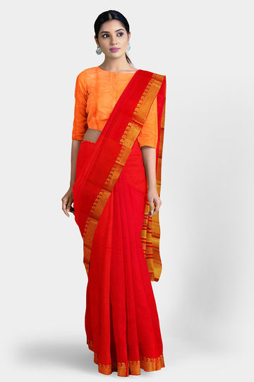 Red | Mangalagiri Cotton Handloom Saree