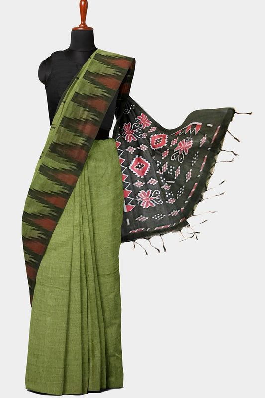 Bottle Green | Sambalpuri Cotton Handloom Saree