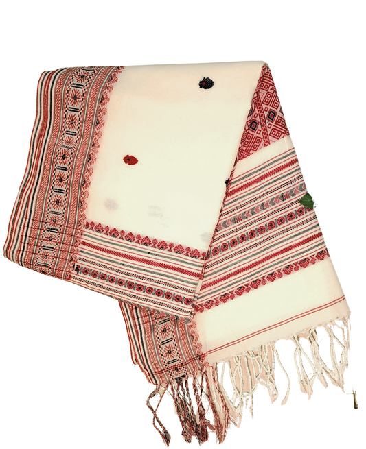 Beige | Assam Khadi Handloom Saree with delicate embroidery