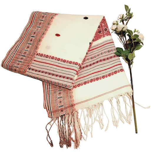 Beige | Assam Khadi Handloom Saree with delicate embroidery