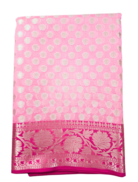 Baby Pink | Cotton Silk Saree with Zari border