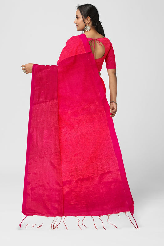 Fuchsia | Tissue Cotton Handloom Saree