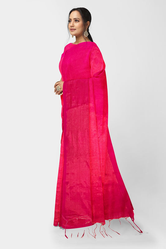 Fuchsia | Tissue Cotton Handloom Saree