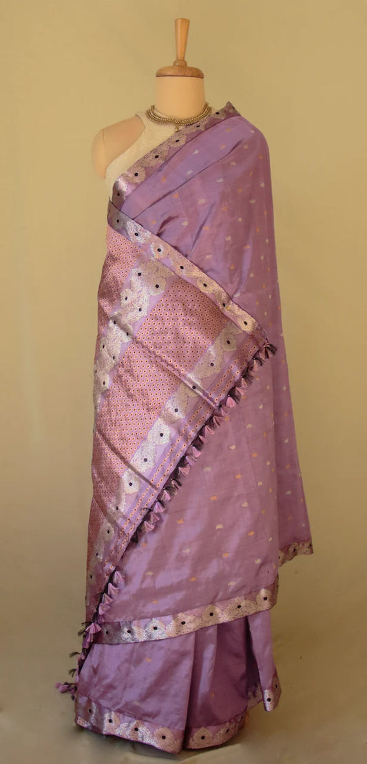 Purple | Pure Mulberry Silk Handloom Saree