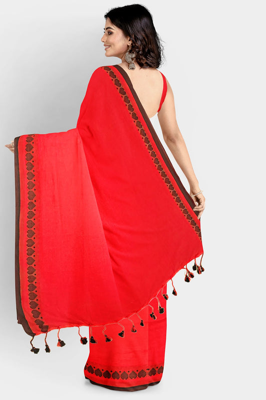 Red | Cotton Handloom Saree