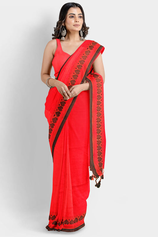 Red | Cotton Handloom Saree