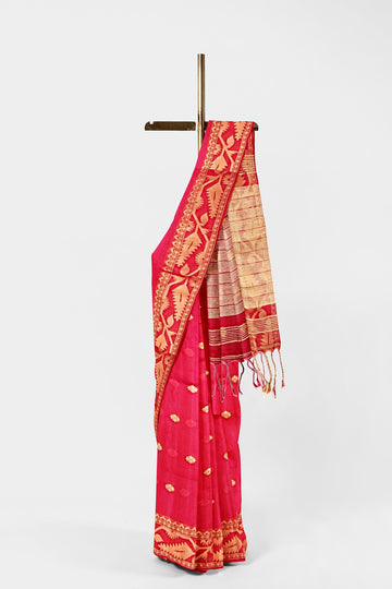 Red | Cotton Handloom Saree with Buta