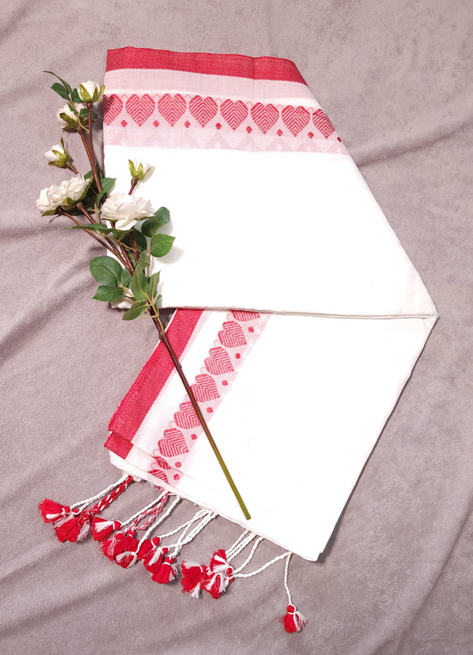 White with Red Border | Cotton Handloom Saree