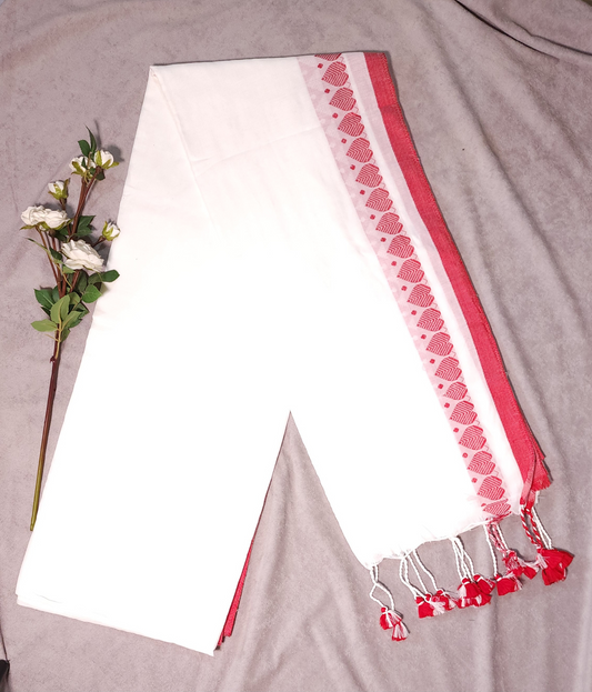 White with Red Border | Cotton Handloom Saree