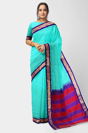 Green | Flora Gadwal Cotton Handloom Saree