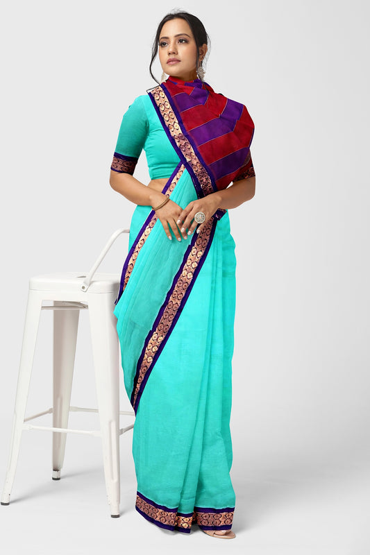 Green | Flora Gadwal Cotton Handloom Saree