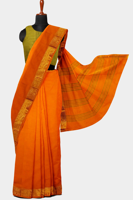 Orange | Mangalagiri Cotton Handloom Saree