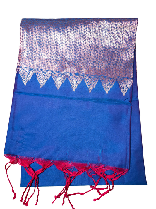 Blue | Muga Katan Silk Saree with Dual Tone