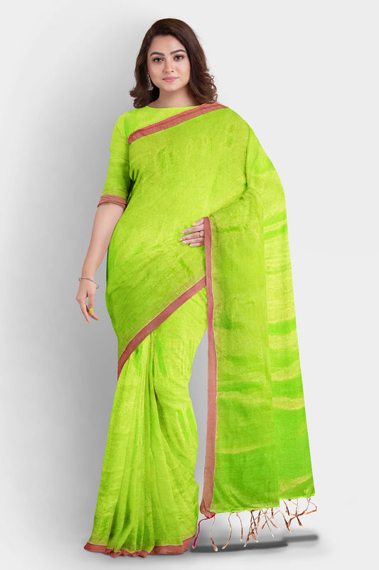 Lime Green | Tissue Cotton Handloom Saree