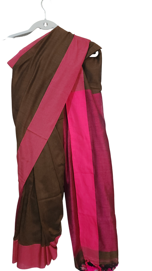 Brown | Khadi cotton Saree