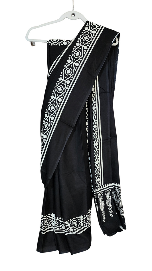 Black | Mul Cotton Printed Saree