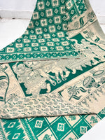 Beige & Green | Mul Mul Cotton Handmade Pedana Kalamkari  Saree