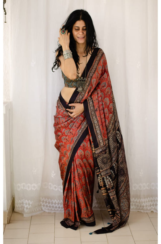 Red | Munar Cotton Printed Saree