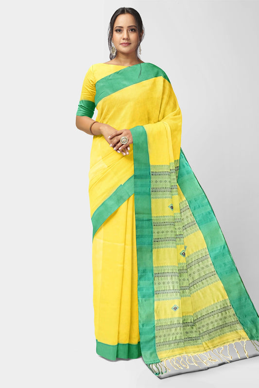 Yellow | Cotton Handloom Saree