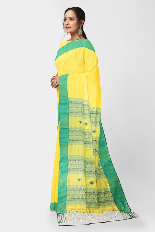 Yellow | Cotton Handloom Saree