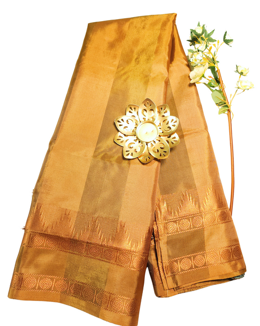 Golden Yellow | Banana Pith Saree with Contrast Pallu