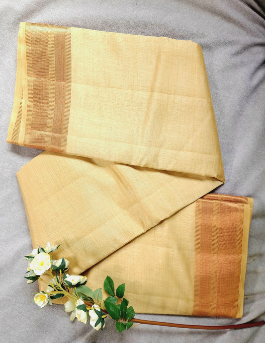 Beige| Raw Silk Saree with Zari Border