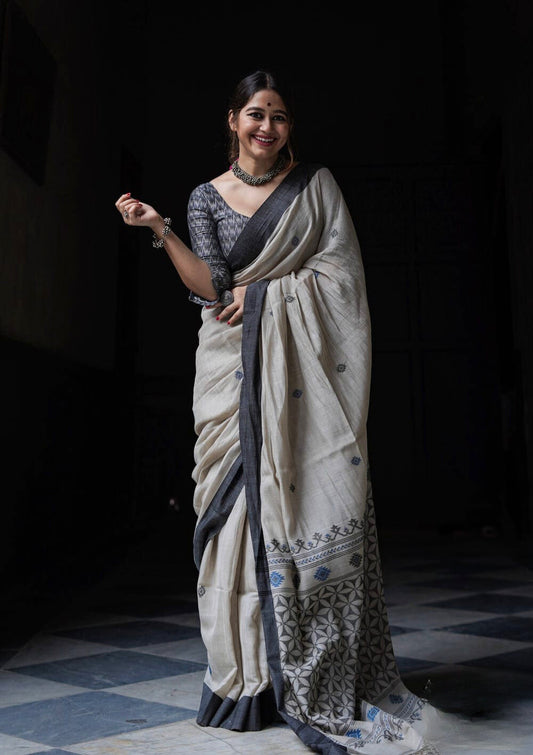 Grey | Chanderi Cotton Saree