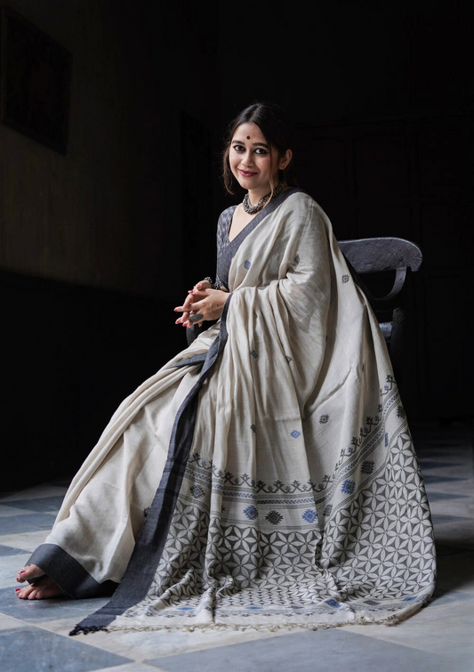 Grey | Chanderi Cotton Saree